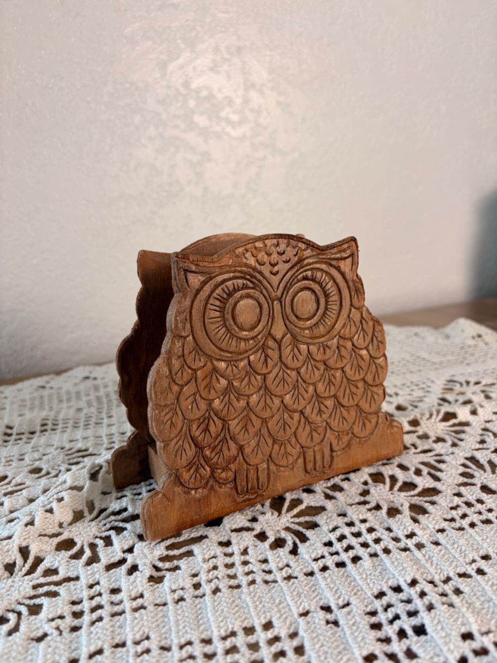 🦉✨ Vintage MCM Wooden Owl Napkin Holder ✨🦉